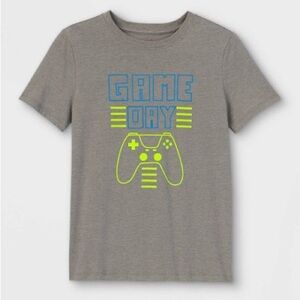 🎮 Cat & Jack “Game Day” Gamer Tee Gray Neon Controller Boys S (6/7)